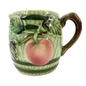 vintage Majolica Apple Barrel 3" Creamer Lipper & Mann L & M art dinner pottery